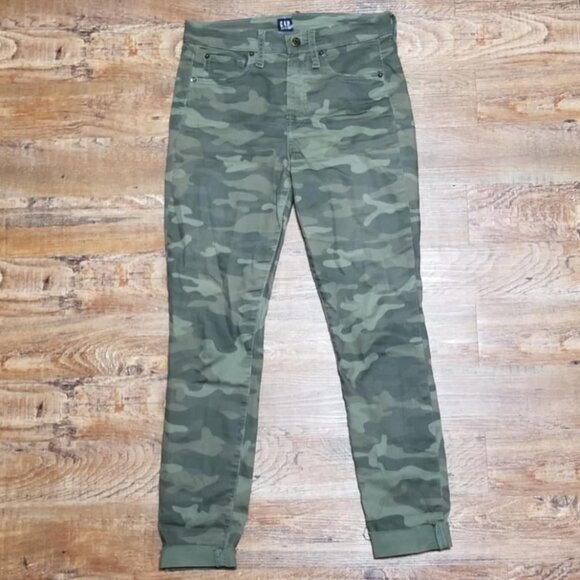 GAP Jean Camo Army Green Denim 27 Skinny Casual Stretch Modern - Picture 1 of 10
